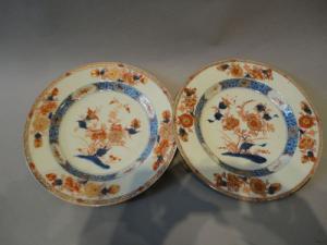 Pair of 18th-century Imari porcelain plates